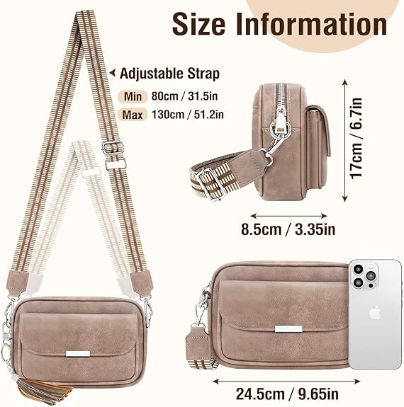 ac Bandoulière Femme, Sac à Main Femme Bandoulière En Cuir Pu Pochette Sac A Main Femme Avec Large Sangle Réglable et Amovible Pour Le Shopping, Le Travail et Les Voyages
