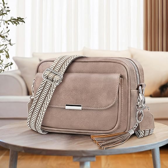 ac Bandoulière Femme, Sac à Main Femme Bandoulière En Cuir Pu Pochette Sac A Main Femme Avec Large Sangle Réglable et Amovible Pour Le Shopping, Le Travail et Les Voyages