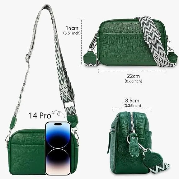 Sac à Bandoulière pour Femme, Sac Bandoulière Cuir Veritable Femme Sac a Main avec Large Bandoulieres Amovible