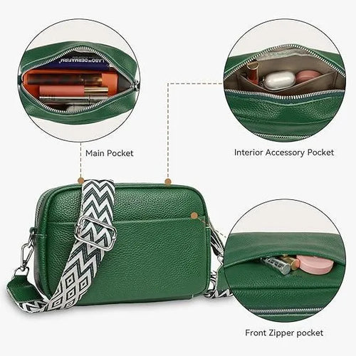 Sac à Bandoulière pour Femme, Sac Bandoulière Cuir Veritable Femme Sac a Main avec Large Bandoulieres Amovible