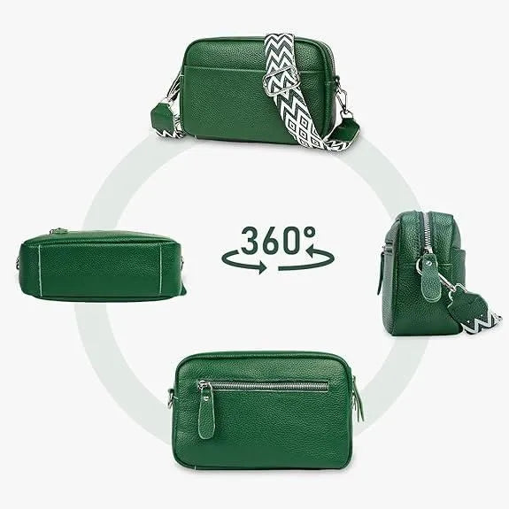 Sac à Bandoulière pour Femme, Sac Bandoulière Cuir Veritable Femme Sac a Main avec Large Bandoulieres Amovible