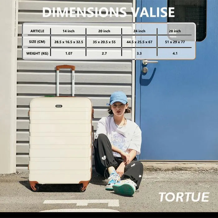 TORTUE Valises - Set de 4 Valises (3 Valises + 1 Vanity -28cm+55cm+60cm+71cm) - 4 roulettes